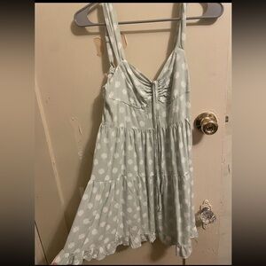 Green and white flowy flower dress
